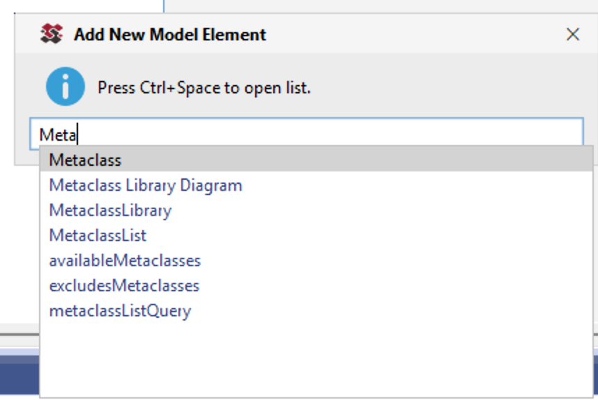 Add New Model Element Dialog